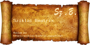 Sziklai Beatrix névjegykártya